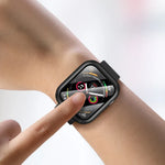 حافظة ROCK 2 في 1 بإطار PC + واقي زجاج مقسى، لسلسلة Apple Watch 9 / 8 / 7 41mm، لسلسلة Apple Watch 9 / 8 / 7 45mm