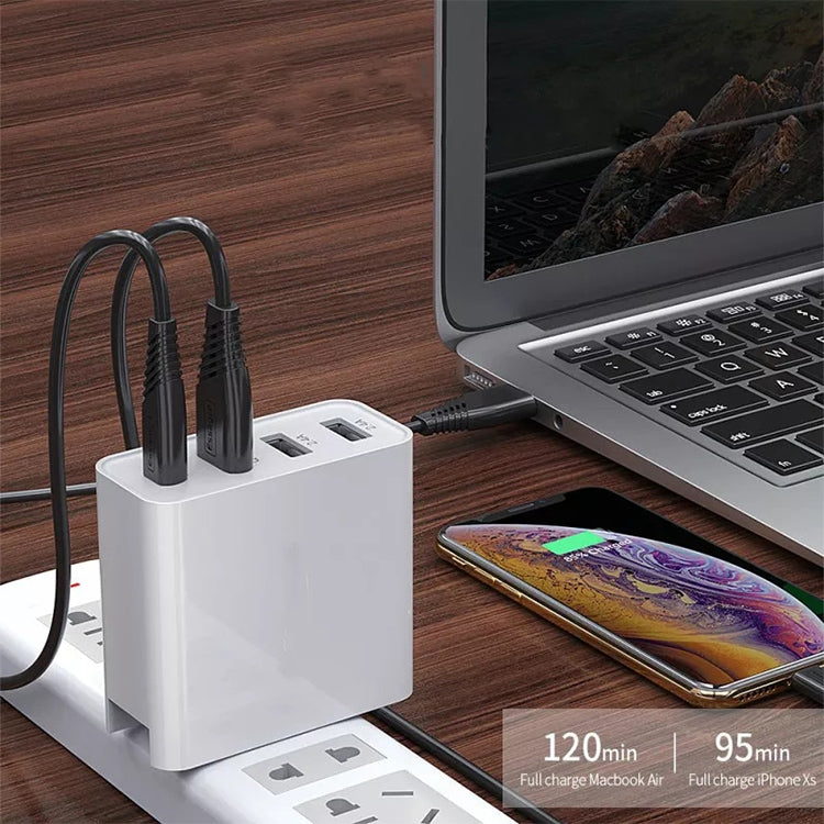 شاحن سفر A3 PD 18 واط USB-C / Type-C + QC3.0 USB + واجهة USB مزدوجة، قابس الولايات المتحدة، قابس الاتحاد الأوروبي، قابس المملكة المتحدة