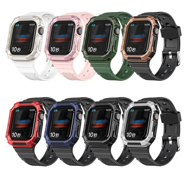 سوار ساعة متكامل بدرع ثنائي اللون لسلسلة Apple Watch، 7 41mm / 6&SE&5&4 40mm، 7 45mm / 6&SE&5&4 44mm