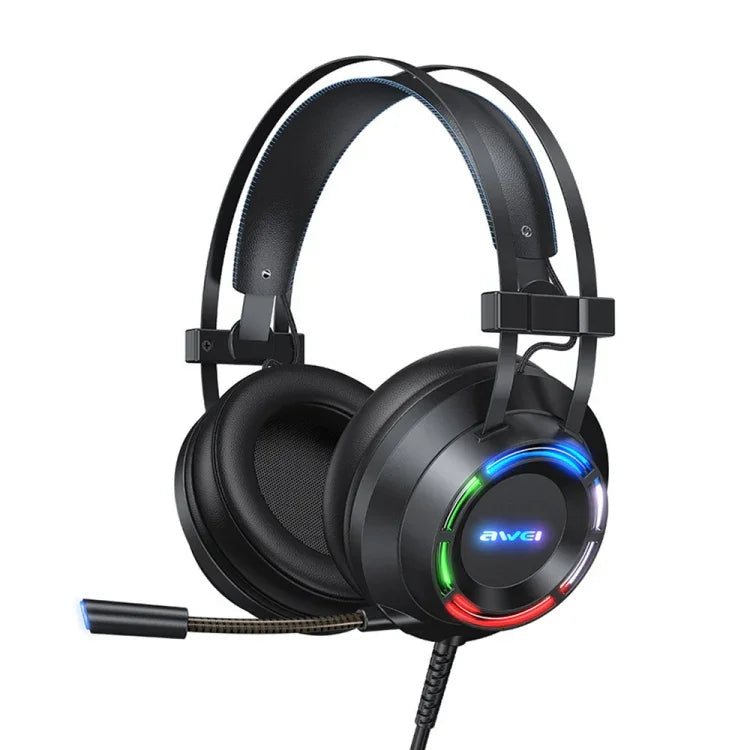 سماعة ألعاب سلكية awei GM-2 USB + 3.5 مم مع إضاءة محيطية وميكروفون، GM-2