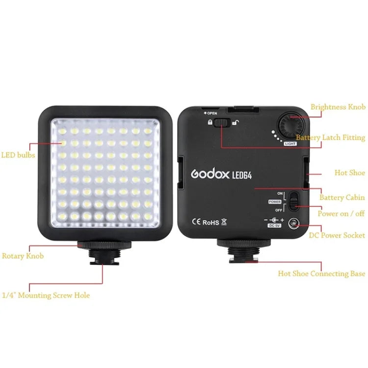 ضوء فيديو LED من Godox LED64، LED64
