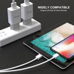شاحن سفر IVON AD-33 2 في 1 بمنفذ USB واحد 2.1A + مجموعة كابل بيانات USB إلى 8 سنون بطول 1 متر، قابس الاتحاد الأوروبي، قابس الولايات المتحدة