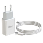 شاحن سفر IVON AD-33 2 في 1 بمنفذ USB واحد 2.1A + كابل بيانات USB إلى USB-C / Type-C بطول 1 متر، قابس الاتحاد الأوروبي، قابس الولايات المتحدة