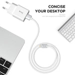 شاحن سفر IVON AD-35 2 في 1 بمنفذ USB 18 واط QC3.0 + مجموعة كابل بيانات USB إلى 8 سنون بطول 1 متر، قابس الاتحاد الأوروبي، قابس الولايات المتحدة