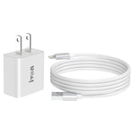 شاحن سفر IVON AD-35 2 في 1 بمنفذ USB 18 واط QC3.0 + مجموعة كابل بيانات USB إلى 8 سنون بطول 1 متر، قابس الاتحاد الأوروبي، قابس الولايات المتحدة