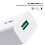 شاحن سفر IVON AD-35 2 في 1 بمنفذ USB QC3.0 بقوة 18 واط + كابل بيانات USB إلى Micro USB بطول 1 متر، قابس الاتحاد الأوروبي، قابس الولايات المتحدة