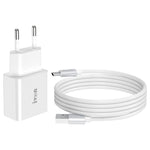 شاحن سفر IVON AD-35 2 في 1 بمنفذ USB QC3.0 بقوة 18 واط + كابل بيانات USB إلى USB-C / Type-C بطول 1 متر، قابس الاتحاد الأوروبي، قابس الولايات المتحدة