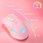 فأرة لاسلكية ONIKUMA CW905 2.4G مع إضاءة RGB، فأرة CW905 لاسلكية (أسود)، فأرة CW905 لاسلكية (وردي)، فأرة CW905 لاسلكية (رمادي أبيض)