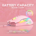 فأرة لاسلكية ONIKUMA CW905 2.4G مع إضاءة RGB، فأرة CW905 لاسلكية (أسود)، فأرة CW905 لاسلكية (وردي)، فأرة CW905 لاسلكية (رمادي أبيض)