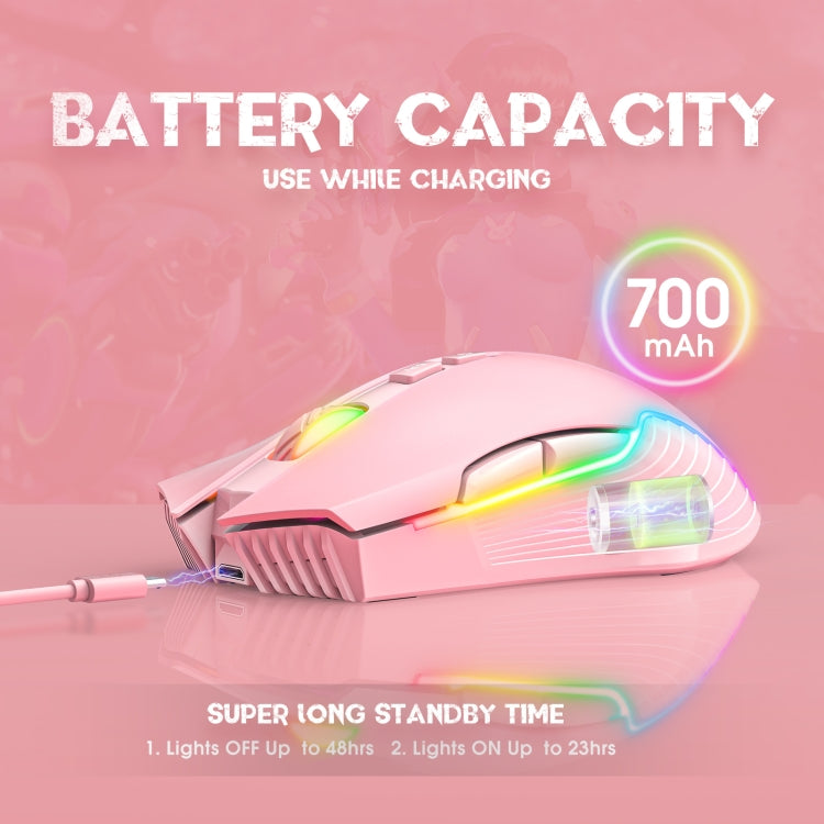 فأرة لاسلكية ONIKUMA CW905 2.4G مع إضاءة RGB، فأرة CW905 لاسلكية (أسود)، فأرة CW905 لاسلكية (وردي)، فأرة CW905 لاسلكية (رمادي أبيض)