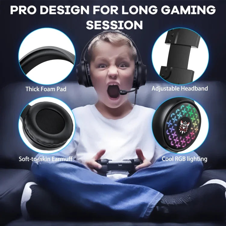 سماعة ألعاب سلكية ONIKUMA X7 Pro USB + 3.5 مم مع إضاءة RGB، X7 Pro
