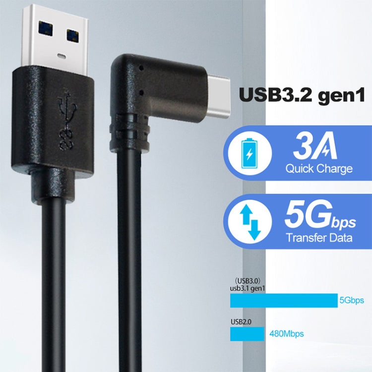 كابل رابط VR USB 3.2 Gen1 Type-C إلى USB 3.2 Gen1 Type-C بزاوية واحدة لجهاز Oculus Quest 1 / 2، 3 أمتار بزاوية واحدة