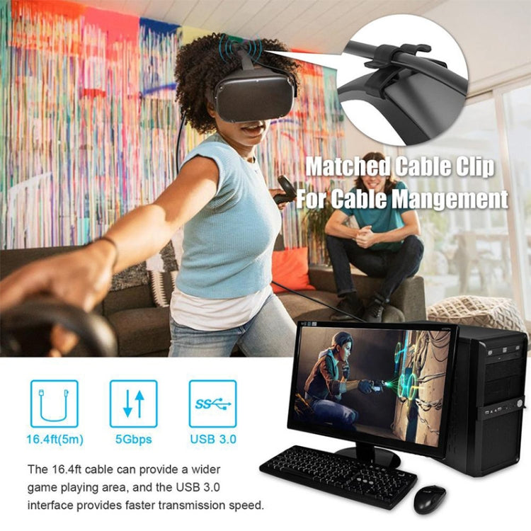 كابل رابط VR USB 3.2 Gen1 Type-C إلى USB 3.2 Gen1 Type-C بزاوية واحدة لجهاز Oculus Quest 1 / 2، 3 أمتار بزاوية واحدة