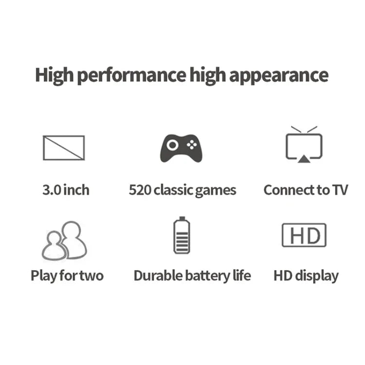 S8 3.0 inch Screen Classic Handheld Game Console Built-in 520 Games, S8 / Army Green, S8 / Black, S8 / Blue