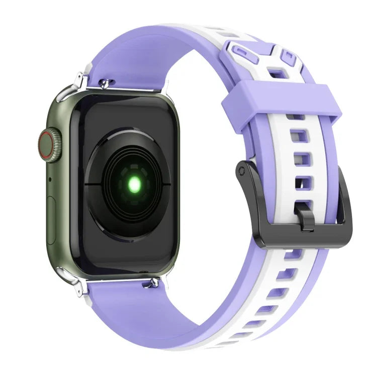 Two-Color Silicone Watchband For Apple Watch Series, 7 41mm / 6&SE&5&4 40mm / 3&2&1 38mm, 7 45mm / 6&SE&5&4 44mm / 3&2&1 42mm