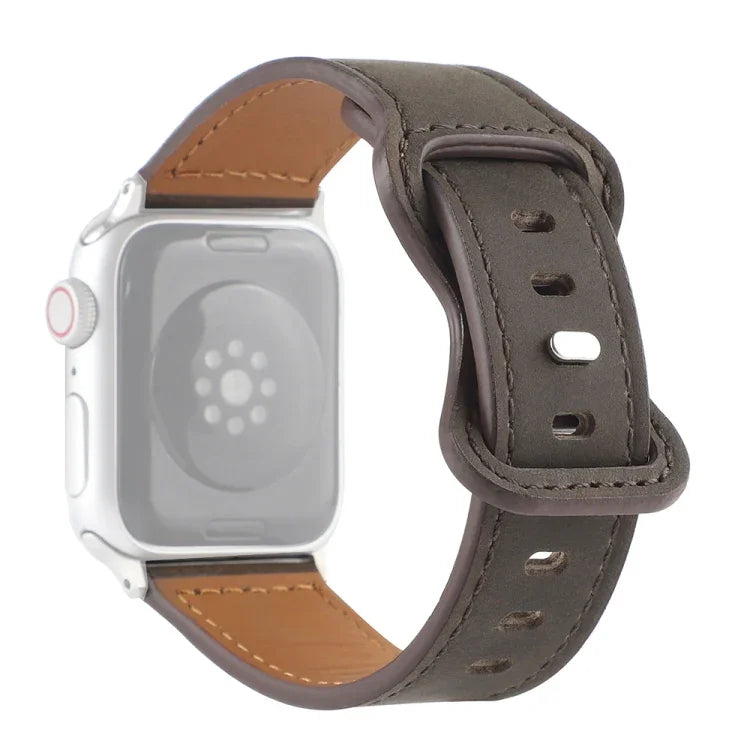 سوار ساعة بمشبك فراشة من جلد الحصان المجنون لسلسلة Apple Watch، 7 41مم / 6&SE&5&4 40مم / 3&2&1 38مم، 7 45مم / 6&SE&5&4 44مم / 3&2&1 42مم