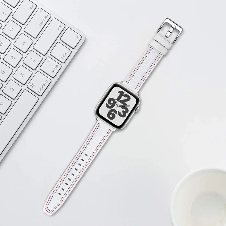 سوار ساعة من الجلد بثلاثة خطوط لسلسلة Apple Watch، 7 41مم / 6&SE&5&4 40مم / 3&2&1 38مم، 7 45مم / 6&SE&5&4 44مم / 3&2&1 42مم