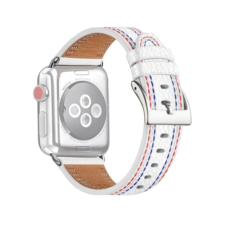 سوار ساعة من الجلد بثلاثة خطوط لسلسلة Apple Watch، 7 41مم / 6&SE&5&4 40مم / 3&2&1 38مم، 7 45مم / 6&SE&5&4 44مم / 3&2&1 42مم
