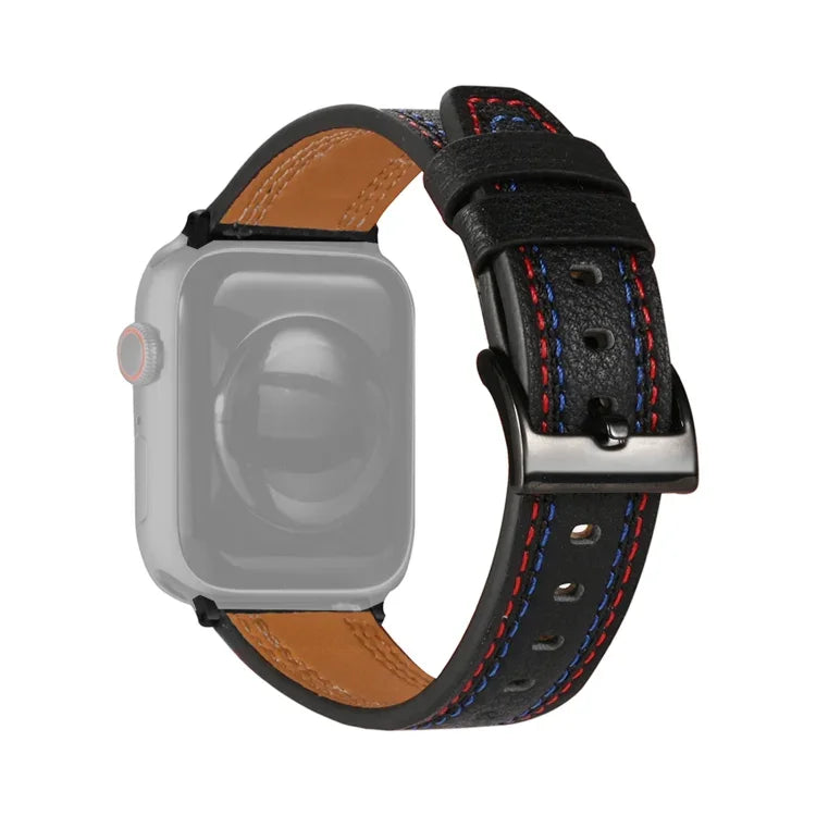 سوار ساعة من الجلد بثلاثة خطوط لسلسلة Apple Watch، 7 41مم / 6&SE&5&4 40مم / 3&2&1 38مم، 7 45مم / 6&SE&5&4 44مم / 3&2&1 42مم