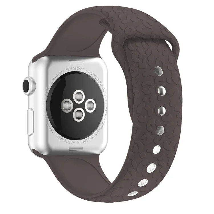 سوار ساعة من السيليكون بنقش نمط الفهد لسلسلة Apple Watch، 7 41مم / 6&SE&5&4 40مم / 3&2&1 38مم، 7 45مم / 6&SE&5&4 44مم / 3&2&1 42مم