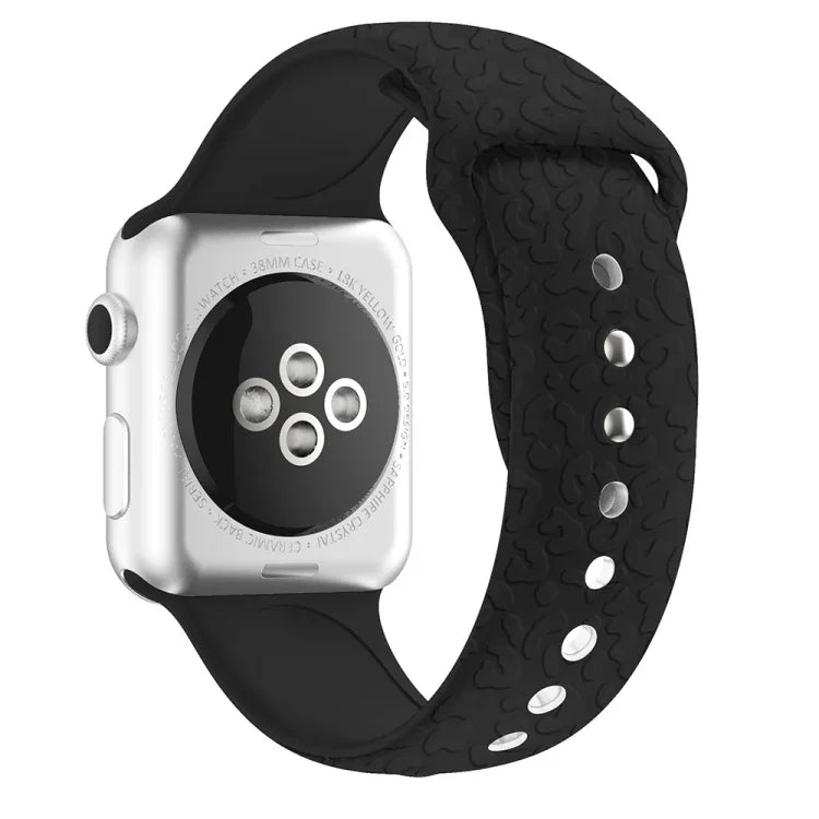سوار ساعة من السيليكون بنقش نمط الفهد لسلسلة Apple Watch، 7 41مم / 6&SE&5&4 40مم / 3&2&1 38مم، 7 45مم / 6&SE&5&4 44مم / 3&2&1 42مم