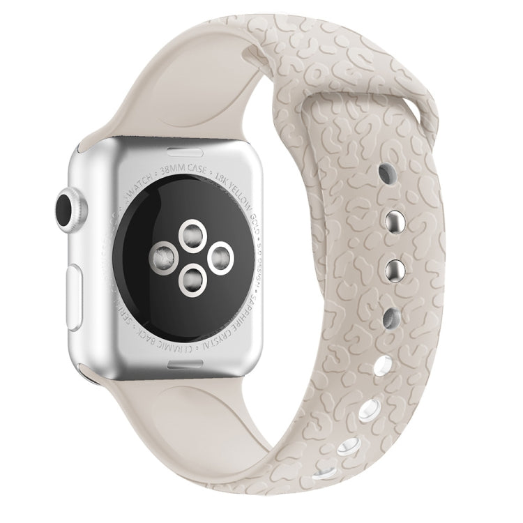 Leopard Embossing Silicone Watchband For Apple Watch Series, 7 41mm / 6&SE&5&4 40mm / 3&2&1 38mm, 7 45mm / 6&SE&5&4 44mm / 3&2&1 42mm