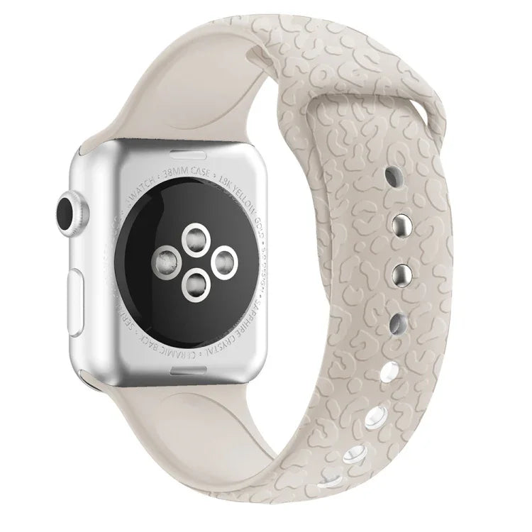 سوار ساعة من السيليكون بنقش نمط الفهد لسلسلة Apple Watch، 7 41مم / 6&SE&5&4 40مم / 3&2&1 38مم، 7 45مم / 6&SE&5&4 44مم / 3&2&1 42مم