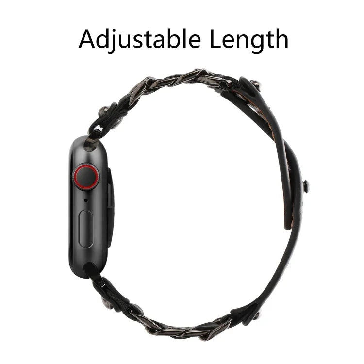 سوار ساعة رجالي من الجلد الطبيعي لسلسلة Apple Watch، 7 41مم / 6&SE&5&4 40مم / 3&2&1 38مم، 7 45مم / 6&SE&5&4 44مم / 3&2&1 42مم