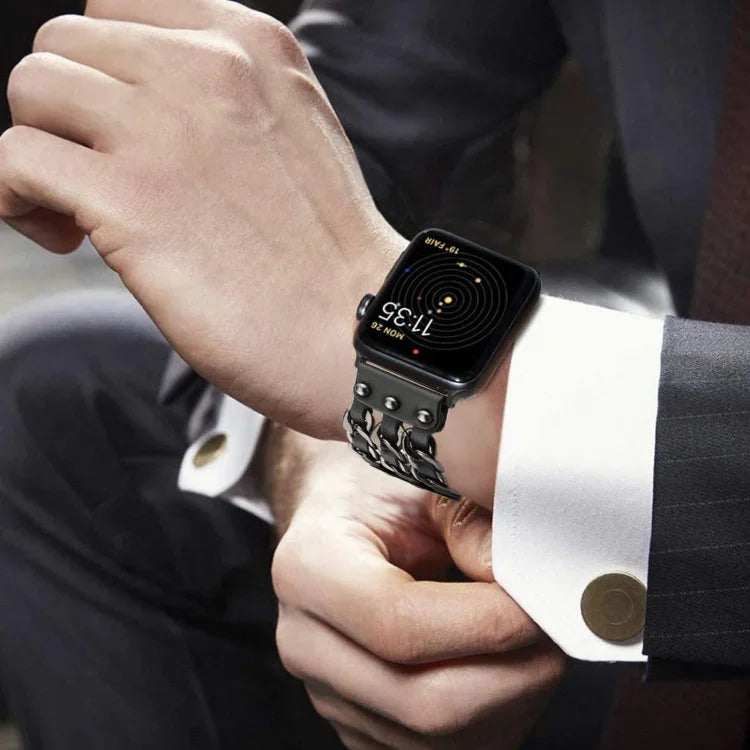 سوار ساعة رجالي من الجلد الطبيعي لسلسلة Apple Watch، 7 41مم / 6&SE&5&4 40مم / 3&2&1 38مم، 7 45مم / 6&SE&5&4 44مم / 3&2&1 42مم