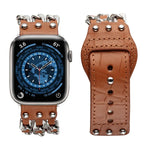 سوار ساعة رجالي من الجلد الطبيعي لسلسلة Apple Watch، 7 41مم / 6&SE&5&4 40مم / 3&2&1 38مم، 7 45مم / 6&SE&5&4 44مم / 3&2&1 42مم