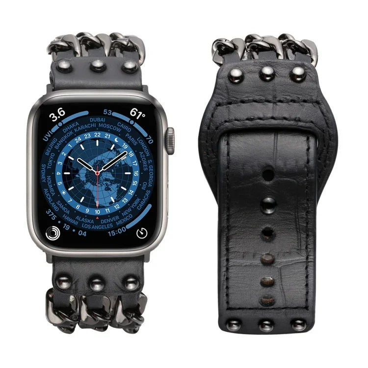 سوار ساعة رجالي من الجلد الطبيعي لسلسلة Apple Watch، 7 41مم / 6&SE&5&4 40مم / 3&2&1 38مم، 7 45مم / 6&SE&5&4 44مم / 3&2&1 42مم