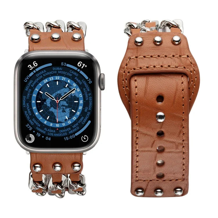 سوار ساعة رجالي من الجلد الطبيعي لسلسلة Apple Watch، 7 41مم / 6&SE&5&4 40مم / 3&2&1 38مم، 7 45مم / 6&SE&5&4 44مم / 3&2&1 42مم