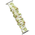 سوار ساعة شبكي من القماش المطاطي بنقشة فواكه لسلسلة Apple Watch، 7 41مم / 6&SE&5&4 40مم / 3&2&1 38مم، 7 45مم / 6&SE&5&4 44مم / 3&2&1 42مم