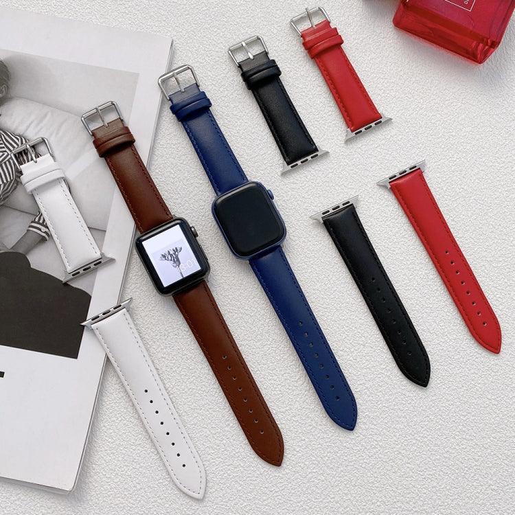 سوار ساعة جلدي لامع لسلسلة Apple Watch، 7 41مم / 6&SE&5&4 40مم / 3&2&1 38مم، 7 45مم / 6&SE&5&4 44مم / 3&2&1 42مم