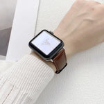 سوار ساعة جلدي لامع لسلسلة Apple Watch، 7 41مم / 6&SE&5&4 40مم / 3&2&1 38مم، 7 45مم / 6&SE&5&4 44مم / 3&2&1 42مم