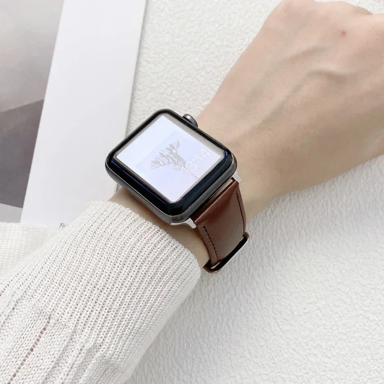 سوار ساعة جلدي لامع لسلسلة Apple Watch، 7 41مم / 6&SE&5&4 40مم / 3&2&1 38مم، 7 45مم / 6&SE&5&4 44مم / 3&2&1 42مم