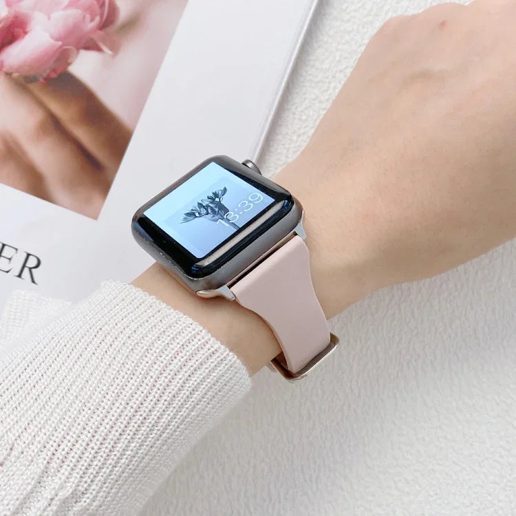سوار ساعة سيليكون للخصر الصغير لسلسلة Apple Watch، 7 41مم / 6&SE&5&4 40مم / 3&2&1 38مم، 7 45مم / 6&SE&5&4 44مم / 3&2&1 42مم