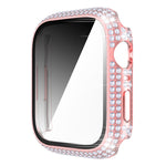 غطاء ساعة من PC الماسي + زجاج مقسى لسلسلة Apple Watch 7 41 مم، 7 45 مم