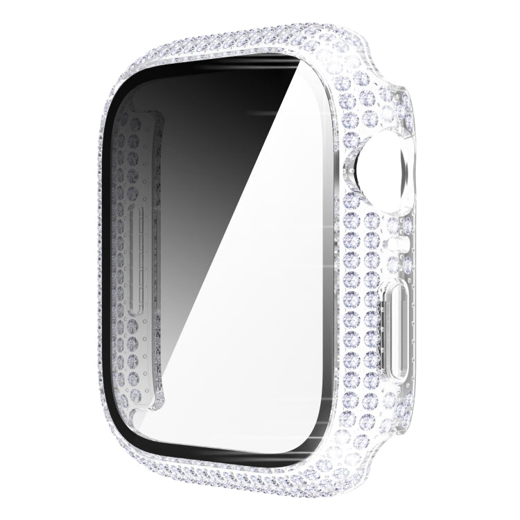 غطاء ساعة من PC الماسي + زجاج مقسى لسلسلة Apple Watch 7 41 مم، 7 45 مم
