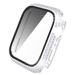 غطاء ساعة من PC الماسي + زجاج مقسى لسلسلة Apple Watch 7 41 مم، 7 45 مم