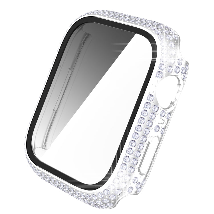 غطاء ساعة من PC الماسي + زجاج مقسى لسلسلة Apple Watch 7 41 مم، 7 45 مم
