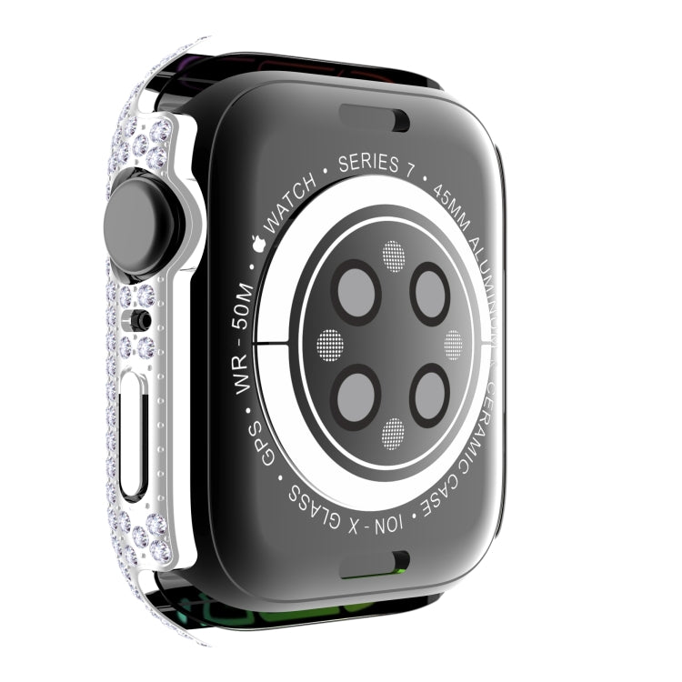 غطاء ساعة من PC الماسي + زجاج مقسى لسلسلة Apple Watch 7 41 مم، 7 45 مم