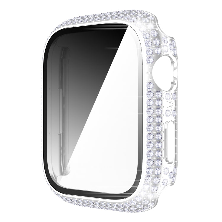 غطاء ساعة من PC الماسي + زجاج مقسى لسلسلة Apple Watch 7 41 مم، 7 45 مم