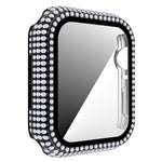 غطاء ساعة من PC الماسي + زجاج مقسى لسلسلة Apple Watch 6 و SE و 5 و 4 40 مم، 6 و SE و 5 و 4 44 مم