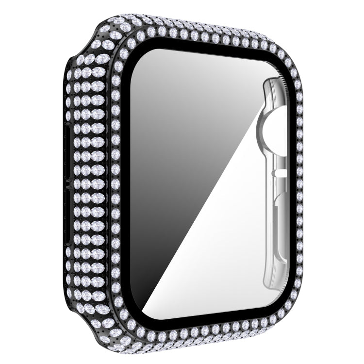 غطاء ساعة من PC الماسي + زجاج مقسى لسلسلة Apple Watch 6 و SE و 5 و 4 40 مم، 6 و SE و 5 و 4 44 مم