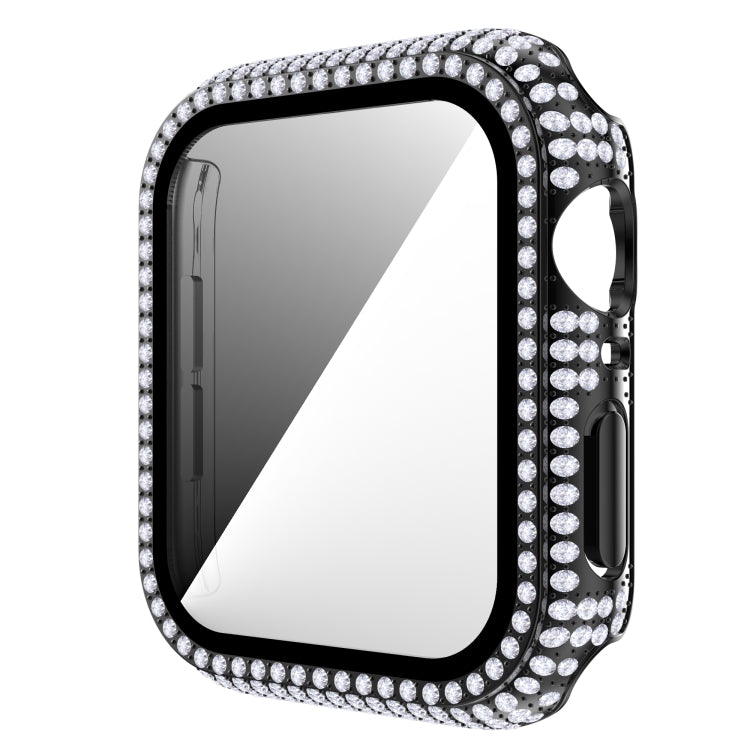 غطاء ساعة من PC الماسي + زجاج مقسى لسلسلة Apple Watch 6 و SE و 5 و 4 40 مم، 6 و SE و 5 و 4 44 مم