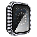 غطاء ساعة من PC الماسي + زجاج مقسى لسلسلة Apple Watch 6 و SE و 5 و 4 40 مم، 6 و SE و 5 و 4 44 مم