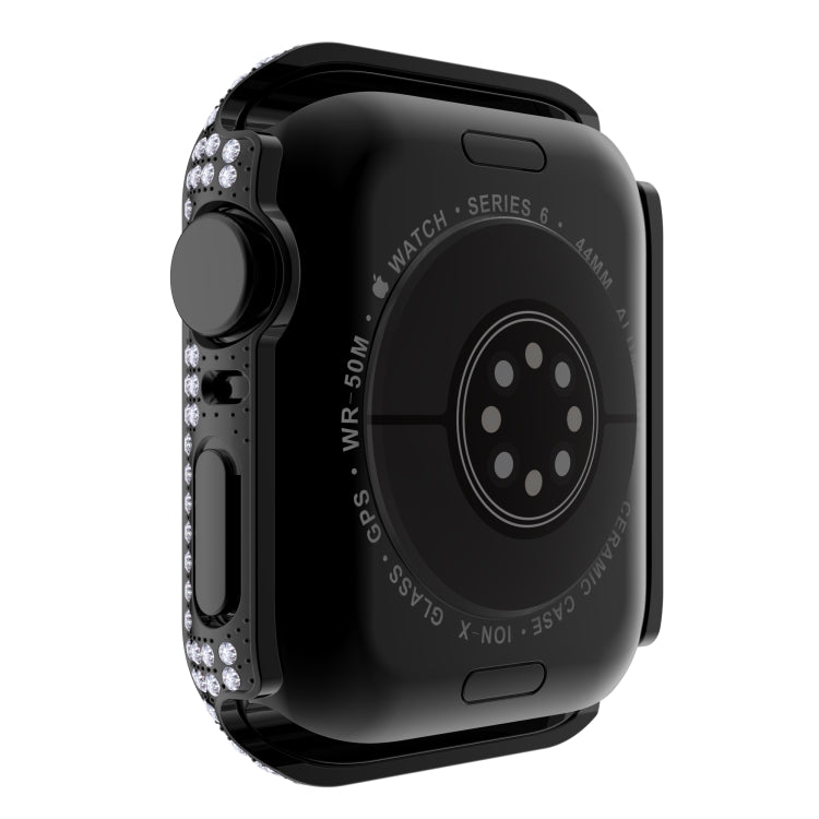 غطاء ساعة من PC الماسي + زجاج مقسى لسلسلة Apple Watch 6 و SE و 5 و 4 40 مم، 6 و SE و 5 و 4 44 مم