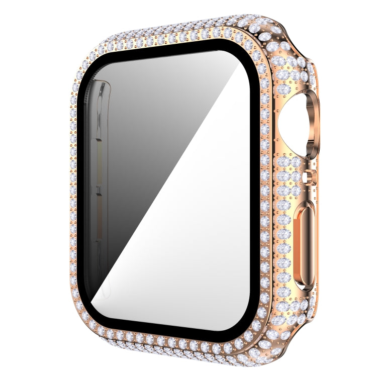 غطاء ساعة من PC الماسي + زجاج مقسى لسلسلة Apple Watch 6 و SE و 5 و 4 40 مم، 6 و SE و 5 و 4 44 مم