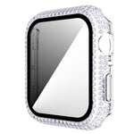 غطاء ساعة من PC الماسي + زجاج مقسى لسلسلة Apple Watch 6 و SE و 5 و 4 40 مم، 6 و SE و 5 و 4 44 مم